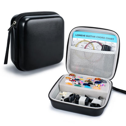 Picture of LOMEVE 85PCS Guitar Accessories Kit Holder Case Include Acoustic Strings, Tuner, Capo, 3-in-1 Restring Tool, Picks, Pick Holder, Bridge Pins, Nuts & Saddles, Finger Protector, Chord Chart