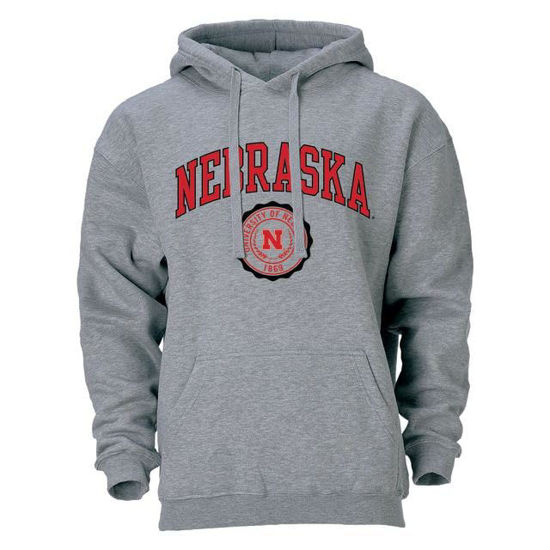 Picture of Barnesmith University of Nebraska UNL Cornhuskers Hooded Sweatshirt, Heritage, Charcoal Grey, Medium