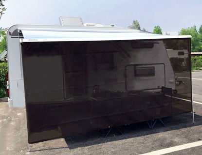 Picture of Tentproinc RV Awning Sun Shade Screen 6' X 12' 3'' Brown Mesh Screen UV Sunshade Block Complete Kits Motorhome Camping Trailer Awning Shade Canopy Shelter - 3 Year Warranty