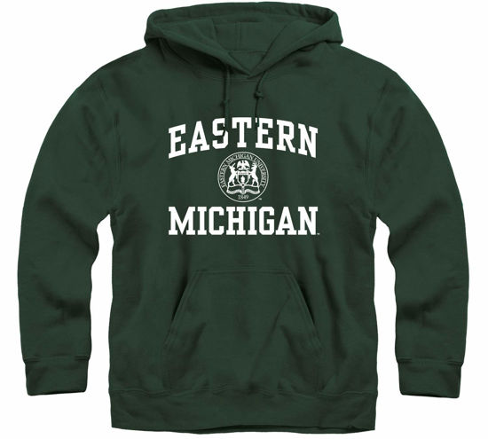 Picture of Barnesmith Eastern Michigan University Eagles Hooded Sweatshirt, Heritage, Hunter Green, Large