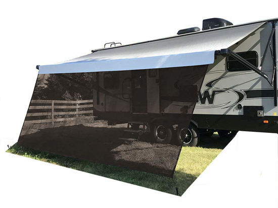Picture of Tentproinc RV Awning Sun Shade Screen 9' X 13' 3'' (Fit for 14' Awning)- Brown Mesh Sunshade UV Blocker Complete Kits Motorhome Camping Trailer Awning Screenshade Canopy Shelter - 3 Year Warranty