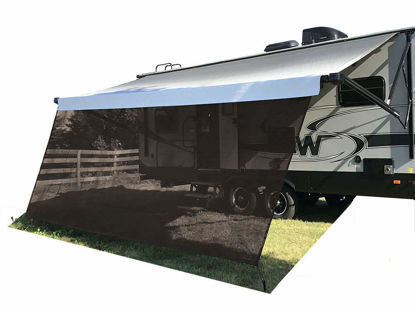 Picture of Tentproinc RV Awning Sun Shade Screen 8' X 11' 3'' (fit for 12' Awning)- Brown Mesh Sunshade UV Blocker Complete Kits Motorhome Camping Trailer Awning Screenshade Canopy Shelter - 3 Year Warranty