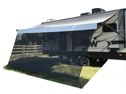 Picture of Tentproinc RV Awning Sun Shade Screen 8' X 12' 3'' (Fit for 13' Awning) Mesh Sunshade Screen for Motorhome Camping Trailer Awning Sunscreen Shadescreen UV Sunblock - 3 Year Warranty (Black)