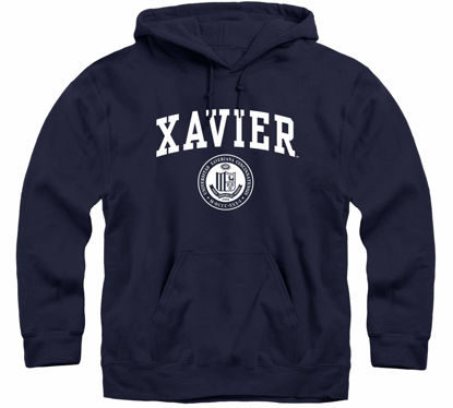 Picture of Barnesmith Xavier University Musketeers Hooded Sweatshirt, Heritage, Navy, Small