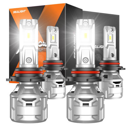 Picture of SEALIGHT 9005/HB3 9006/HB4 Bulbs, 6500K Diamond White High Low Beam 6X Brightness X5 Adjustable Clasp Non-Polarity Fog Bulbs for ATVS, Powersports Accessory Lights Plug and Play, Pack of 4
