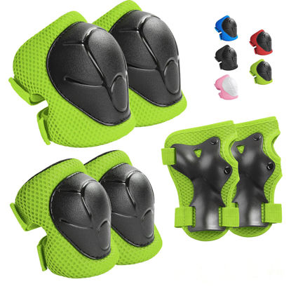 Picture of Kids Protective Gear Set Wemfg Knee Pads for Kids 7-13 Years Toddler Knee and Elbow Pads with Wrist Guards 3 in 1 for Skating Cycling Bike Rollerblading Scooter(Green)