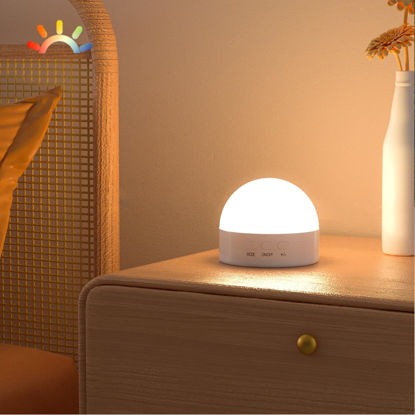Picture of Kintion Night Light, Portable LED Night Light, Dimmable 6 Color Lighting Nursery Night Lamp (with RGB Mode), Soft Eye Caring Night Light for Sleep Aid (White, 1 PCS)
