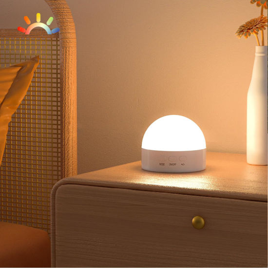 Picture of Kintion Night Light, Portable LED Night Light, Dimmable 6 Color Lighting Nursery Night Lamp (with RGB Mode), Soft Eye Caring Night Light for Sleep Aid (White, 1 PCS)