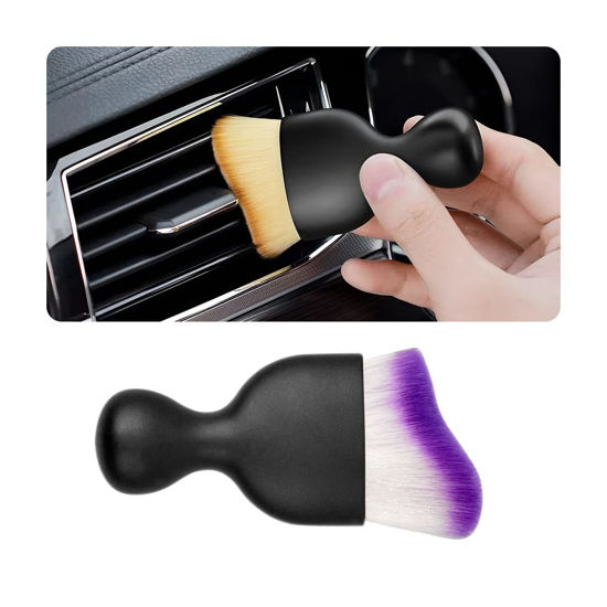 Picture of Blilo Car Interior Detailing Brush, Auto Soft Hair Cleaning Brushes, Curved Dirt Dust Collectors, Removal Tool for Dashboard Air Conditioner Vents Leather Computer, Scratch Free (Purple)