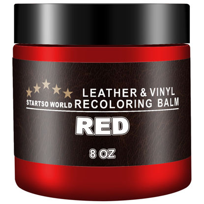 Picture of STARTSO WORLD Leather Recoloring Balm, Red Leather Repair Kit for Furniture, Leather Dye, Leather Color Restorer for Couches, Leather Couch Paint | Repair, Restore & Renew Old, Faded Leather
