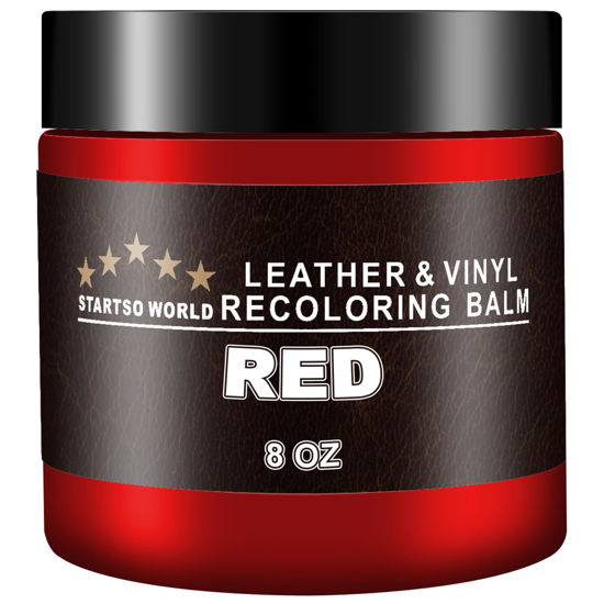 Picture of STARTSO WORLD Leather Recoloring Balm, Red Leather Repair Kit for Furniture, Leather Dye, Leather Color Restorer for Couches, Leather Couch Paint | Repair, Restore & Renew Old, Faded Leather