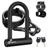 Picture of Sportneer Bike Lock: Heavy Duty Anti Theft Bike U Lock with 5ft Security Steel Cable - 17mm Shackle Bicycle U-Locks with Keys & Sturdy Mounting Bracket for Road, Mountain, Electric & Folding Bike