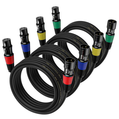 Picture of EBXYA XLR Cable 10 ft 4-Packs - Standard XLR Male to Female Microphone Cable with 3-Pin Balanced Shielded XLR Speaker Cable