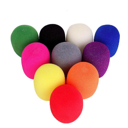 Picture of Yiasangly Microphone Cover, Thick Colorful Foam Mic Cover, Handheld Stage Microphone Windscreen, Reusable Foam Covers， Foam Micro Filter for Most Handheld Microphone for Karaoke DJ - 10 Pieces