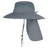 Picture of Sun Hats for Men Women Fishing Hat UPF 50+ Breathable Wide Brim Bucket Hats Summer UV Protection Safari Hat with Neck Flap Dark Grey