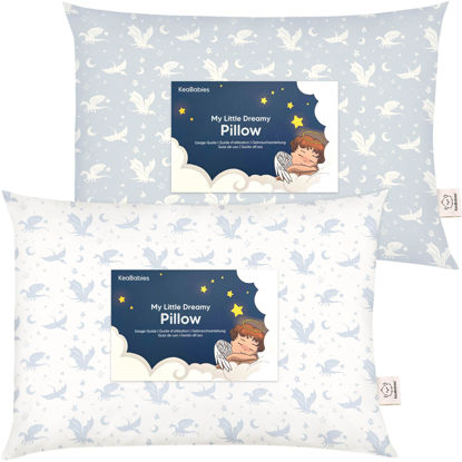 Picture of 2-Pack Toddler Pillow - Soft Organic Cotton Toddler Pillows for Sleeping - 13X18 Small Pillow for Kids - Kids Pillows for Sleeping - Kids Pillow for Travel, School, Nap, Age 2 to 5 (Dragons)