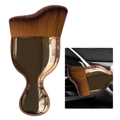 Picture of Ziciner Car Detailing Brush, Curved Soft Bristles Auto Removal Dust Collectors, Universal Vehicle Dashboard, Air Conditioner Vents etc Interior Cleaning Tool Accessory (Rose Golden)