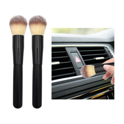 Picture of Ziciner 2 PCS Car Detailing Brush, Curved Soft Bristles Auto Removal Dust Collectors, Universal Vehicle Dashboard, Air Conditioner Vents etc Interior Cleaning Tool Accessory (Long-Beige)