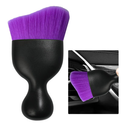 Picture of Ziciner Car Detailing Brush, Curved Soft Bristles Auto Removal Dust Collectors, Universal Vehicle Dashboard, Air Conditioner Vents etc Interior Cleaning Tool Accessory (Pure Purple)