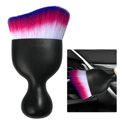 Picture of Ziciner Car Detailing Brush, Curved Soft Bristles Auto Removal Dust Collectors, Universal Vehicle Dashboard, Air Conditioner Vents etc Interior Cleaning Tool Accessory (White/Red/Blue)