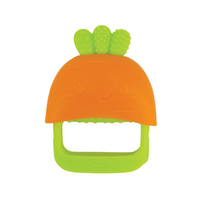 Picture of Infantino Handy Dandy Teething Mitt - Soft Silicone Teether for Babies, Develops Grasping Skills, Easy to Clean, Orange Carrot