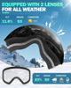 Picture of Snowalva Ski Goggles, Frameless OTG Snowboard Goggles with 2 UV400 Magnet Ski Lenses for Men & Women, Valentine's Day Gifts