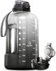 Picture of AQUAFIT 64 oz Water Bottle with Time Marker - Straw & Chug Lid - BPA Free Big Water Bottle with Straw - Gym Water Bottle with Handle - Gallon Water Jug (64 oz, Midnight Gray)