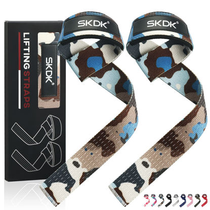 Picture of SKDK Cotton Hard Pull Wrist Lifting Straps Grips Band-Deadlift Straps with Neoprene Cushioned Wrist Padded and Anti-Skid Silicone - for Weightlifting, Bodybuilding, Xfit, Strength Training