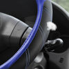 Picture of Elantrip Steering Wheel Cover Leather 14 1/2 to 15 inch Universal Padded Soft Grip Breathable for Car Truck SUV Jeep Anti Slip Blue and Black