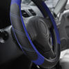 Picture of Elantrip Steering Wheel Cover Leather 14 1/2 to 15 inch Universal Padded Soft Grip Breathable for Car Truck SUV Jeep Anti Slip Blue and Black
