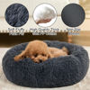 Picture of Kimpets Dog Bed Calming Dog Beds for Small Medium Large Dogs - Round Donut Washable Puppy Dog Bed, Anti-Slip Faux Fur Fluffy Donut Cuddle Anxiety Cat Pet Bed(32" Dark Grey)