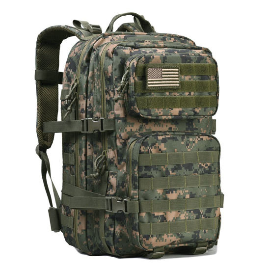 Picture of REEBOW GEAR Military Tactical Backpack Large Army 3 Day Assault Pack Molle Bag Backpacks (Woodland Camo)