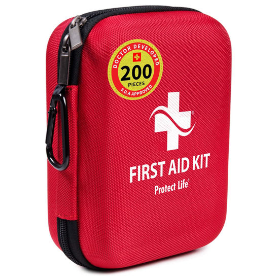 Picture of Protect Life Scar Therapy First Aid Kit for Home/Businesses | HSA/FSA Eligible Emergency Scar Therapy Kit | Hiking, Camping & Travel First Aid Kit for Car | Small Survival Medical Kit (200 Piece)