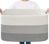 Picture of Goodpick Storage Basket, 21.6" x 14.9" x 11.8", Blanket Basket for Living Room, Large Woven Basket for Storage, Toy Organizer, Rectangle Rope Baskets for Organizing, Grey