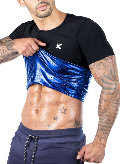 Picture of Kewlioo Men's Sauna Suit Shirt - Heat Trapping Sweat Compression Vest, Shapewear Top for Men, Sweat More & Look Great, Gym Workout Exercise Versatile Heat Shaper Jacket (Black, 4XL)