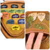 Picture of Guitar Picks Holder Case for Acoustic Electric Guitar Holds Over 39 Packs, Variety Pack Bass Picks Storage Pouch Organizer, Guitar Plectrums Bag with Mesh Pocket for Other Accessories - Brown