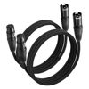 Picture of SONICAKE XLR Microphone Cable Male to Female 3 Pin Nylon Braided for Studio Recording and Live Production 6 Feet/2M, 2 Pack Black