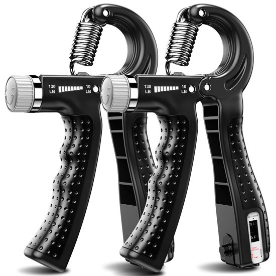 Picture of KDG Hand Grip Strengthener 2 Pack(Black) Adjustable Resistance 10-130 lbs Forearm Exerciser，Grip Strength Trainer for Muscle Building and Injury Recovery for Athletes