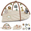 Picture of Blissful Diary Baby Play Gym & Activity Mat, Leaf Shaped Baby Tummy Time Play Mat with 6 Detachable Toys, Promotes Motor Skills & Sensory Development, Newborn Baby Essentials Gift, Oatmeal Beige