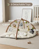 Picture of Blissful Diary Baby Play Gym & Activity Mat, Leaf Shaped Baby Tummy Time Play Mat with 6 Detachable Toys, Promotes Motor Skills & Sensory Development, Newborn Baby Essentials Gift, Oatmeal Beige
