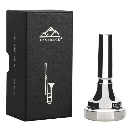 Picture of EASTROCK Trombone Mouthpiece,Silver Plated Trombone Mouthpiece Large Shank 4AL, Trombone Instrument Accessories Vacuum Packed