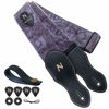 Picture of Nefelibata Guitar Strap with Pick Pocket,2.3 inch Porter Style Leather Carving Guitar Straps with Leather Ends,60s Vintage Style (Purple)