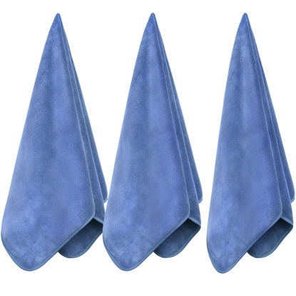 Picture of Wuwahold Microfiber Gym Towels Bigger Size Super Soft for Exercise Fitness, Sports, Workout, 380-GSM 15-Inch x 31-Inch Quick-Drying Towels (3 Pack, Pure Blue)