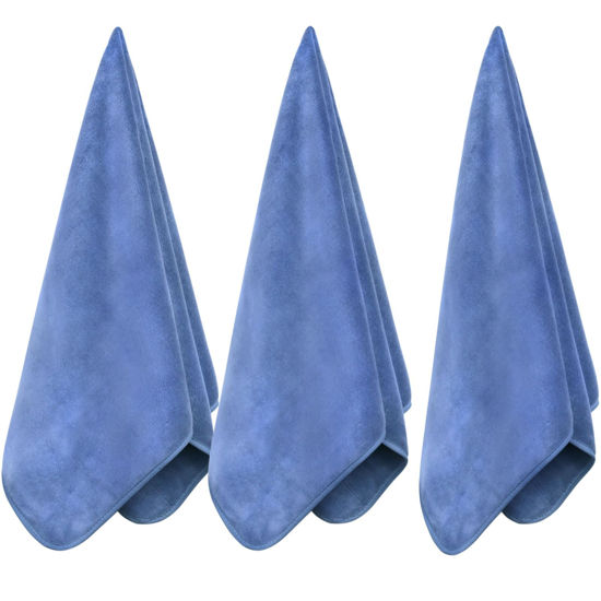 Picture of Wuwahold Microfiber Gym Towels Bigger Size Super Soft for Exercise Fitness, Sports, Workout, 380-GSM 15-Inch x 31-Inch Quick-Drying Towels (3 Pack, Pure Blue)