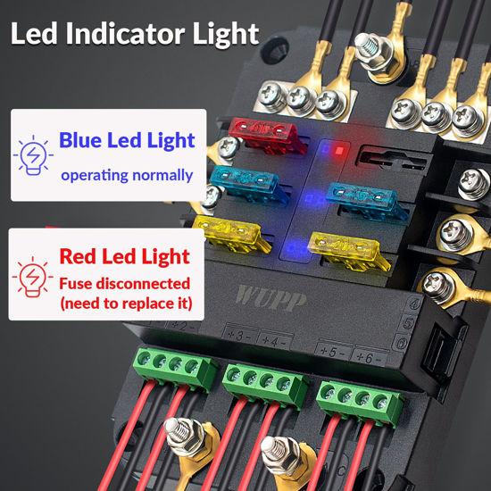 GetUSCart- WUPP 12V Fuse Block with Relay, Automotive 6 Circuits Fuse ...