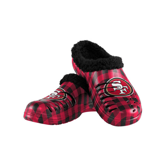 Picture of FOCO San Francisco 49ers NFL Mens Sherpa Lined Buffalo Check Clog - S