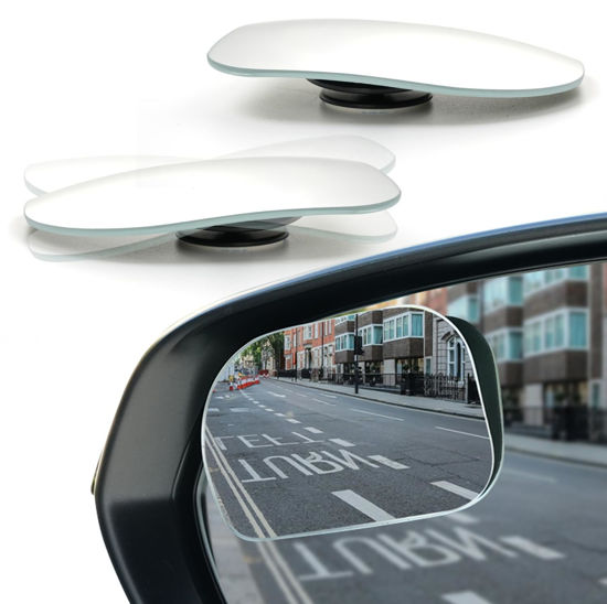 Picture of LivTee XLarge Blind Spot Mirror, Rounded Rectangle HD Glass Frameless Convex Rear View Mirrors Exterior Accessories with Wide Angle Adjustable Stick for Car SUV and Trucks, Pack of 2