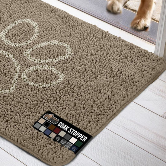 Picture of Gorilla Grip Ultra Absorbent Grippy Doormat for Muddy Dog Paws, 30x20 Machine Washable Soak Stopper Rugs Cleaner Floors, Bed Mat for Dirty Dogs, Indoor Entrance Door Rug Pet Bed Mats Beige Ivory