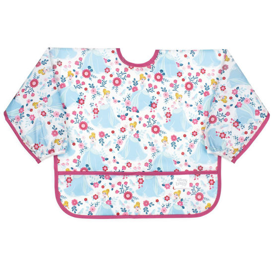 Picture of Bumkins Disney Bibs, Baby and Toddler Girls and Boys 6-24 Months, Long Sleeve, Essential Must Have for Eating, Feeding, Mess Saving Lightweight Waterproof Fabric Sleeved Smock, Cinderella