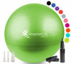 Picture of SmarterLife Exercise Ball Yoga Ball for Fitness, Balance, Stability, or Pregnancy, Gym Ball for Core Workout, Physical Therapy, Yoga Ball Chair for Office, Anti-Slip Anti-Burst (65 cm, Lime)
